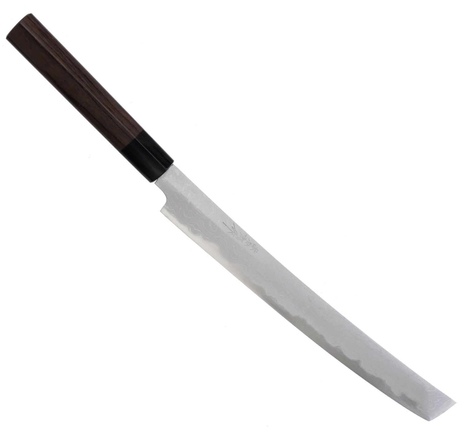 鬼武蔵・村尾・KOMA GA TAKE セット Okada Takobiki 260mm – Shirogami #2, Damascus – Cleancut